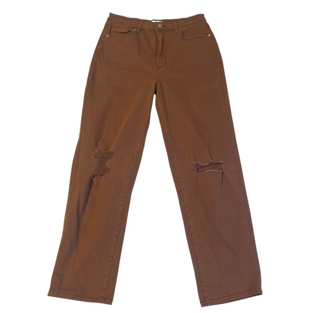 BP. Brown Distressed Straight Leg Jeans Women's 28‎